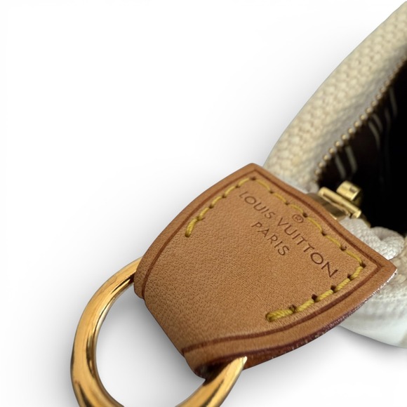 Louis Vuitton Antigua Cabas PM Sailcloth Canvas Tote Ivory Brown Leather Studded - Picture 13 of 14